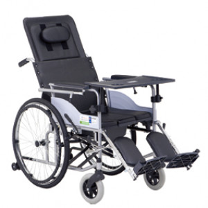 互邦半躺护理轮椅 靠背可调节 带便桶 活动腿 餐桌 G20